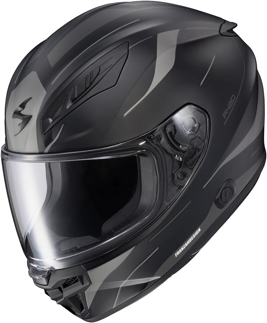 ScorpionEXO R430 Full Face Street Motorcycle Helmet with Bluetooth Ready Speaker Pocketss DOT/SNELL Approved Paradox (Phantom – Small)(Cutlass Phantom)
