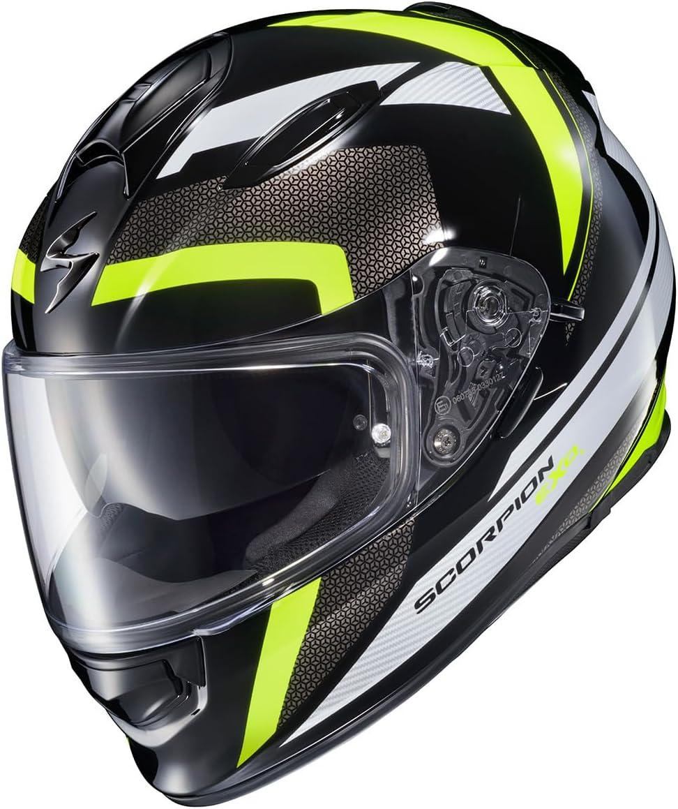 ScorpionEXO Ryzer Full Face Motorcycle Helmet with Pinlock Ready Shield with Integrated Speaker Pockets DOT ECE Approved Edge (Dark Grey – Small)(Evolution Hi-Viz)