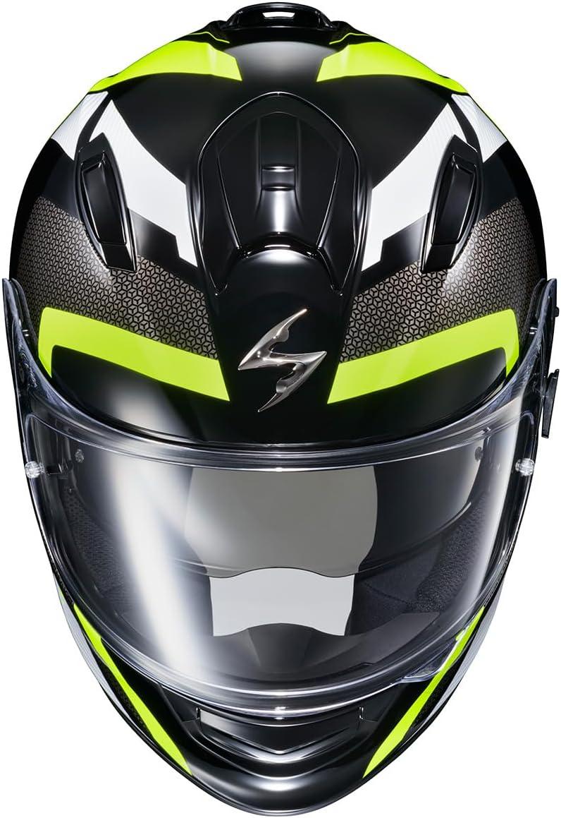 ScorpionEXO Ryzer Full Face Motorcycle Helmet with Pinlock Ready Shield with Integrated Speaker Pockets DOT ECE Approved Edge (Dark Grey – Small)(Evolution Hi-Viz)
