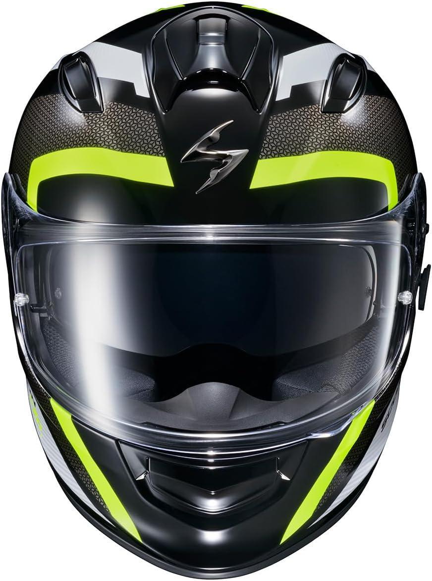 ScorpionEXO Ryzer Full Face Motorcycle Helmet with Pinlock Ready Shield with Integrated Speaker Pockets DOT ECE Approved Edge (Dark Grey – Small)(Evolution Hi-Viz)