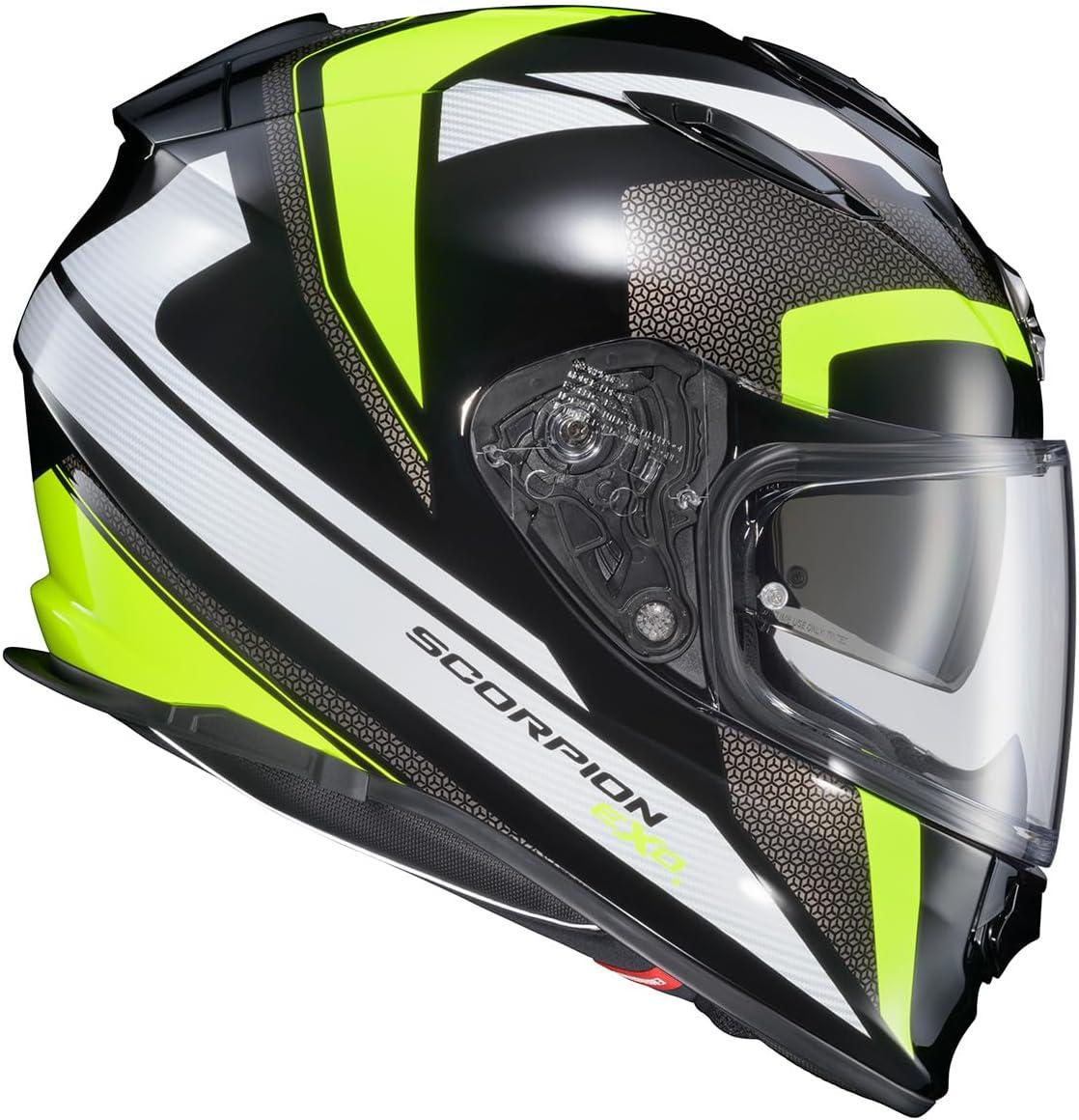 ScorpionEXO Ryzer Full Face Motorcycle Helmet with Pinlock Ready Shield with Integrated Speaker Pockets DOT ECE Approved Edge (Dark Grey – Small)(Evolution Hi-Viz)