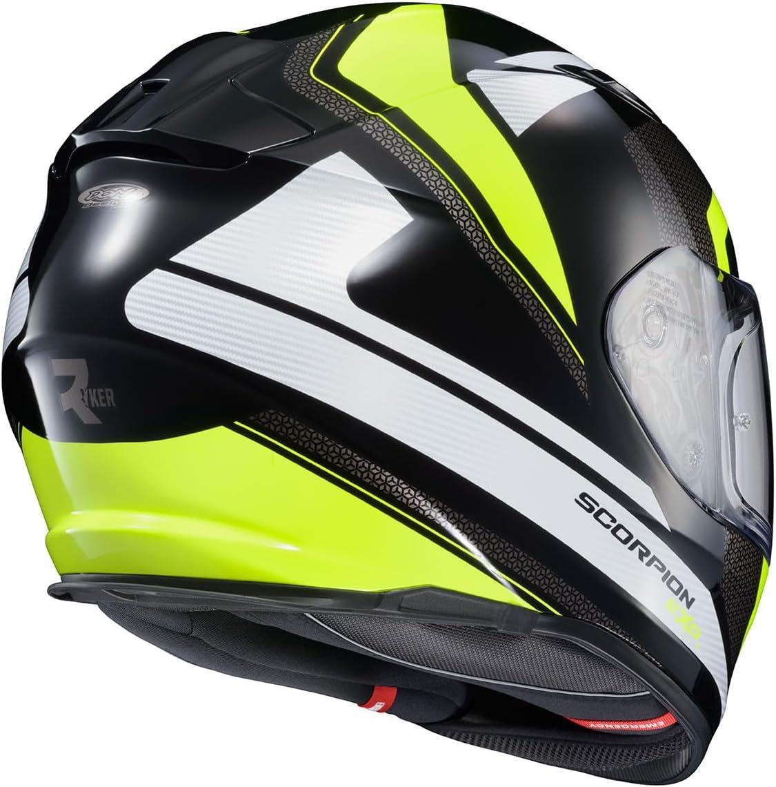 ScorpionEXO Ryzer Full Face Motorcycle Helmet with Pinlock Ready Shield with Integrated Speaker Pockets DOT ECE Approved Edge (Dark Grey – Small)(Evolution Hi-Viz)