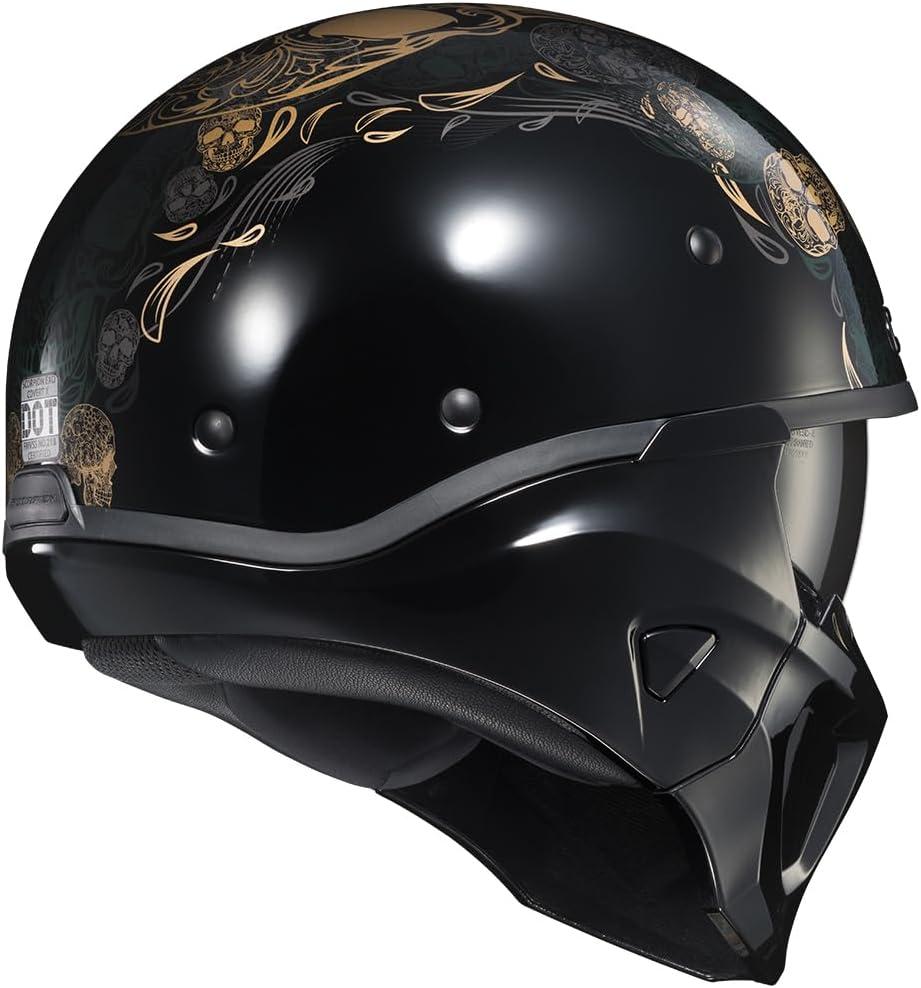 ScorpionEXO Covert X Open Face Half Shell 3/4 Mode Motorcycle Helmet Comm Ready Speaker Pockets DOT(Kalavera Black)