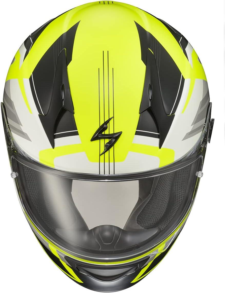 ScorpionEXO R320 Full Face Polycarbonate Shell Motorcycle Helmet with Pinlock Ready Shield and Bluetooth Ready Speaker Pockets DOT Approved Adult(Hi-Vis)