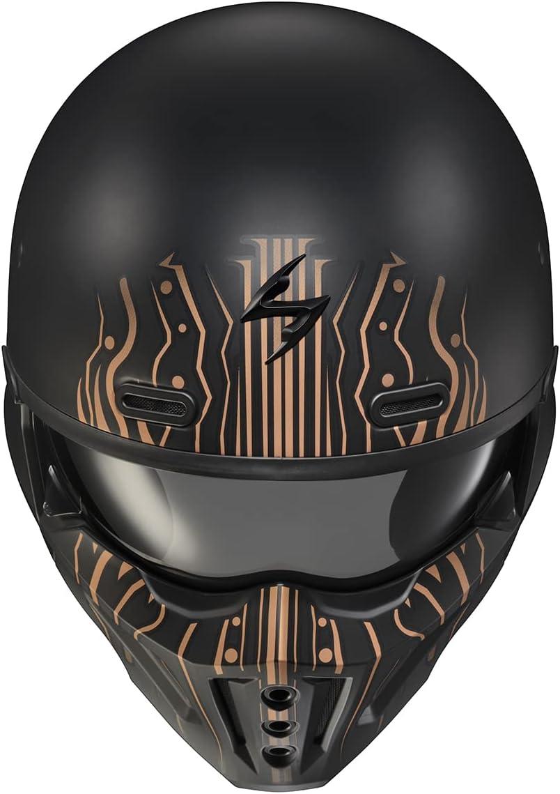 ScorpionEXO Covert X Open Face Half Shell 3/4 Mode Motorcycle Helmet Comm Ready Speaker Pockets DOT(Tribe Black/Copper)