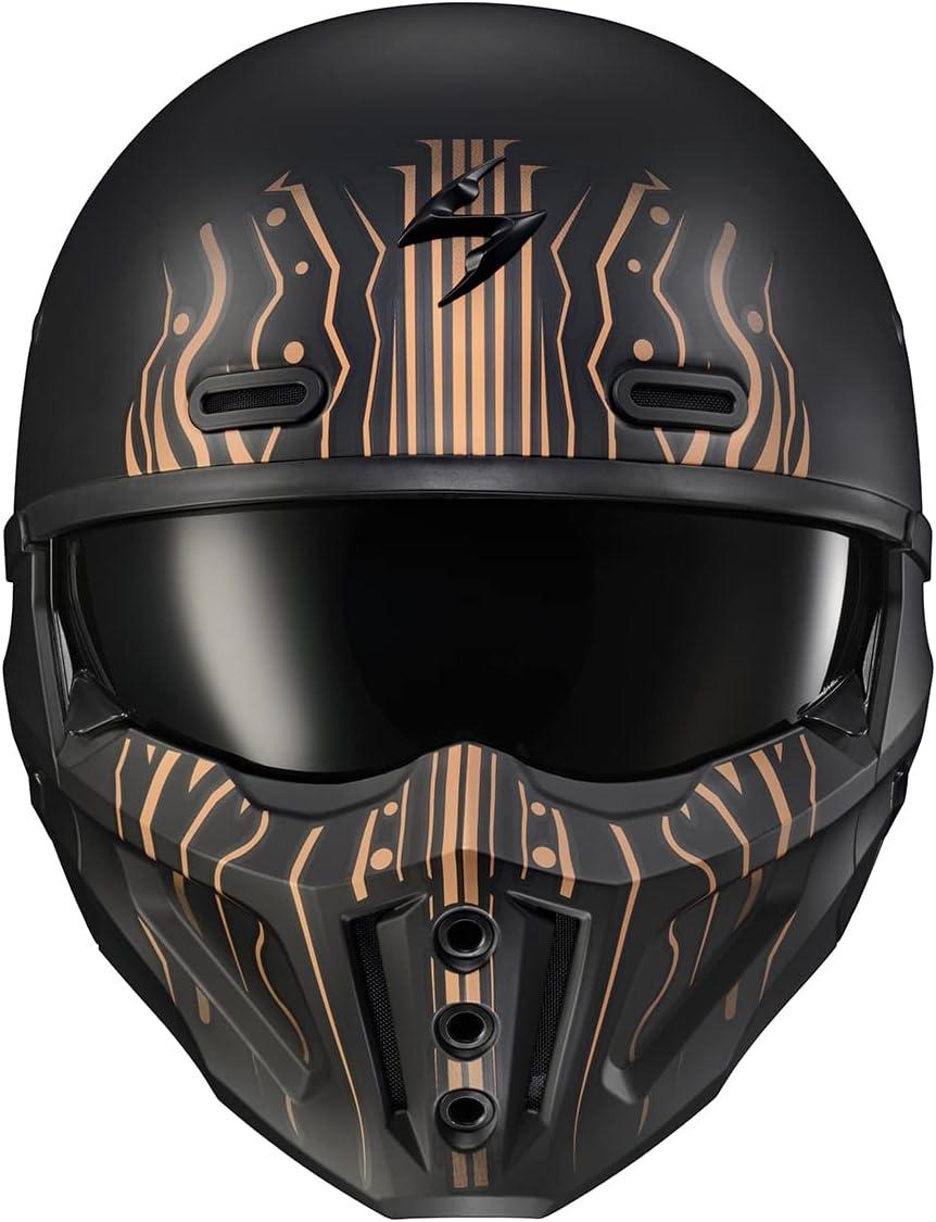ScorpionEXO Covert X Open Face Half Shell 3/4 Mode Motorcycle Helmet Comm Ready Speaker Pockets DOT(Tribe Black/Copper)