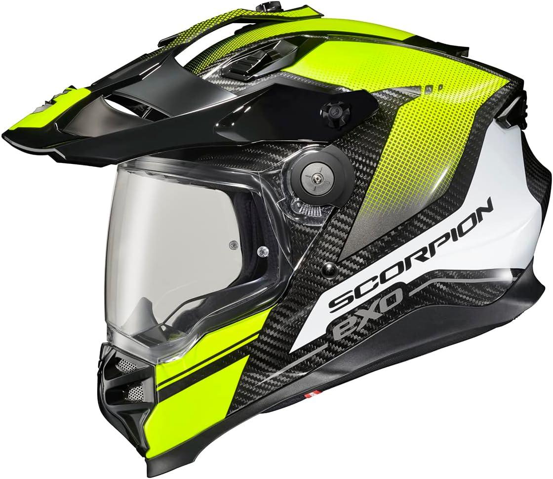 ScorpionEXO XT9000 Full Face Carbon Fiber Adventure Motorcycle Helmet with Pinlock Ready Shield Bluetooth Ready Speaker Pockets DOT ECE Trailhead (Hi-Vis – Medium)(Trailhead Hi-vis)