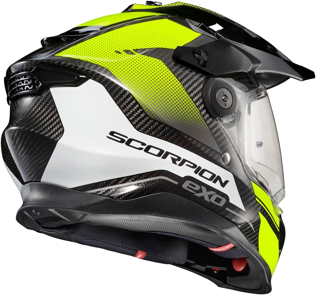 ScorpionEXO XT9000 Full Face Carbon Fiber Adventure Motorcycle Helmet with Pinlock Ready Shield Bluetooth Ready Speaker Pockets DOT ECE Trailhead (Hi-Vis – Medium)(Trailhead Hi-vis)
