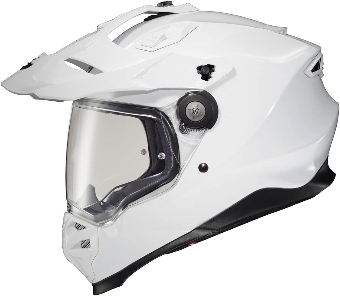 ScorpionEXO XT9000 Full Face Carbon Fiber Adventure Motorcycle Helmet with Pinlock Ready Shield Bluetooth Ready Speaker Pockets DOT ECE Trailhead (Hi-Vis – Medium)(Gloss White)