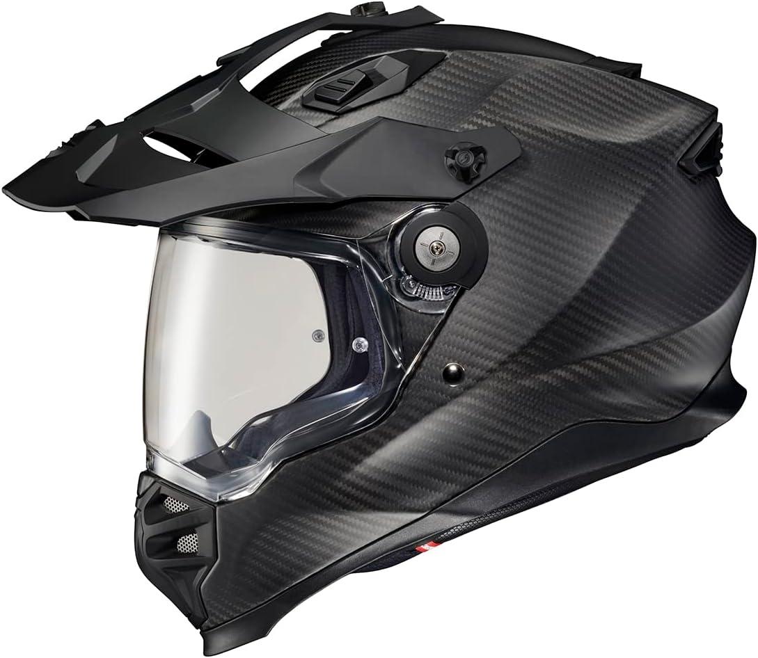 ScorpionEXO XT9000 Full Face Carbon Fiber Adventure Motorcycle Helmet with Pinlock Ready Shield Bluetooth Ready Speaker Pockets DOT ECE Trailhead (Hi-Vis – Medium)(Matte Black)