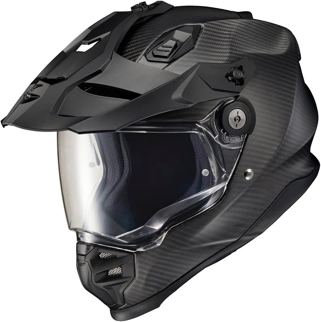 ScorpionEXO XT9000 Full Face Carbon Fiber Adventure Motorcycle Helmet with Pinlock Ready Shield Bluetooth Ready Speaker Pockets DOT ECE Trailhead (Hi-Vis – Medium)(Matte Black)