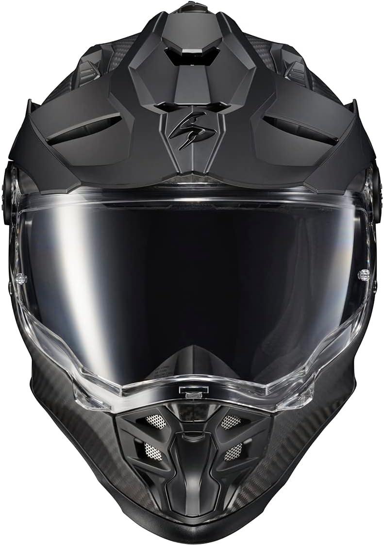 ScorpionEXO XT9000 Full Face Carbon Fiber Adventure Motorcycle Helmet with Pinlock Ready Shield Bluetooth Ready Speaker Pockets DOT ECE Trailhead (Hi-Vis – Medium)(Matte Black)