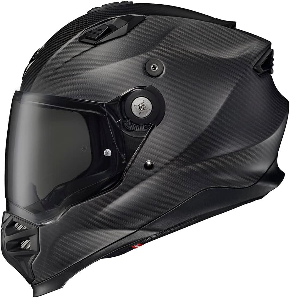 ScorpionEXO XT9000 Full Face Carbon Fiber Adventure Motorcycle Helmet with Pinlock Ready Shield Bluetooth Ready Speaker Pockets DOT ECE Trailhead (Hi-Vis – Medium)(Matte Black)