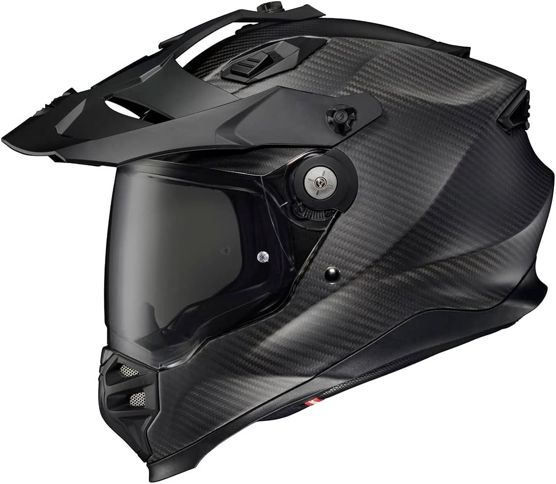 ScorpionEXO XT9000 Full Face Carbon Fiber Adventure Motorcycle Helmet with Pinlock Ready Shield Bluetooth Ready Speaker Pockets DOT ECE Trailhead (Hi-Vis – Medium)(Matte Black)