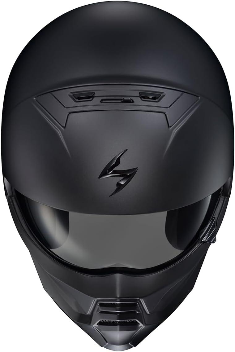 ScorpionEXO Covert 2 Open Face 3/4 Full Mode Motorcycle Helmet Bluetooth Ready Speaker Pockets Interchangeable Mouth Cover DOT Approved Solid (Cement Grey – X-Large)(Matte Black)