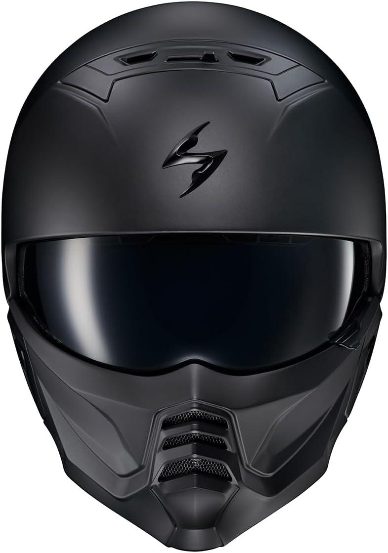 ScorpionEXO Covert 2 Open Face 3/4 Full Mode Motorcycle Helmet Bluetooth Ready Speaker Pockets Interchangeable Mouth Cover DOT Approved Solid (Cement Grey – X-Large)(Matte Black)