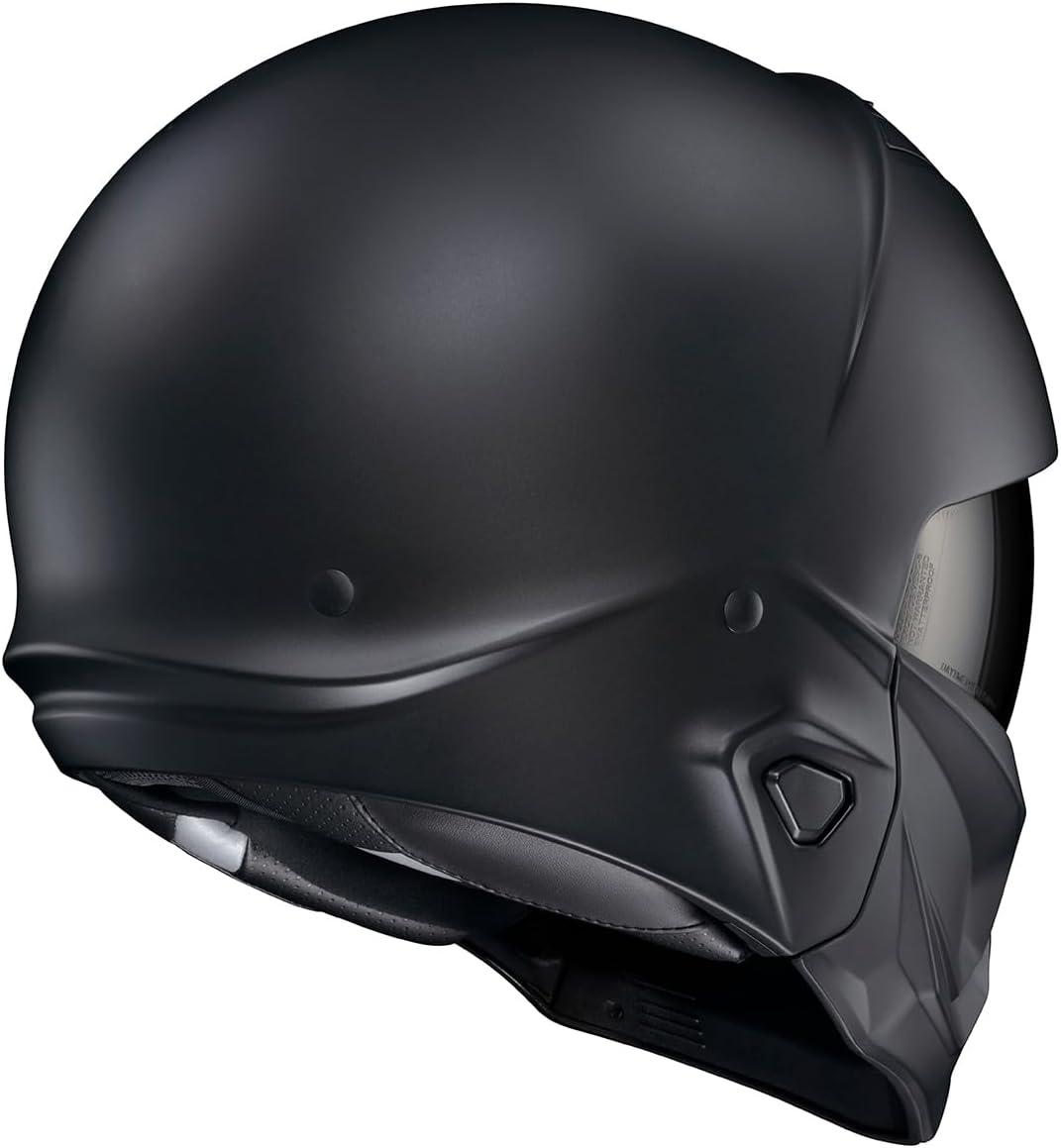 ScorpionEXO Covert 2 Open Face 3/4 Full Mode Motorcycle Helmet Bluetooth Ready Speaker Pockets Interchangeable Mouth Cover DOT Approved Solid (Cement Grey – X-Large)(Matte Black)
