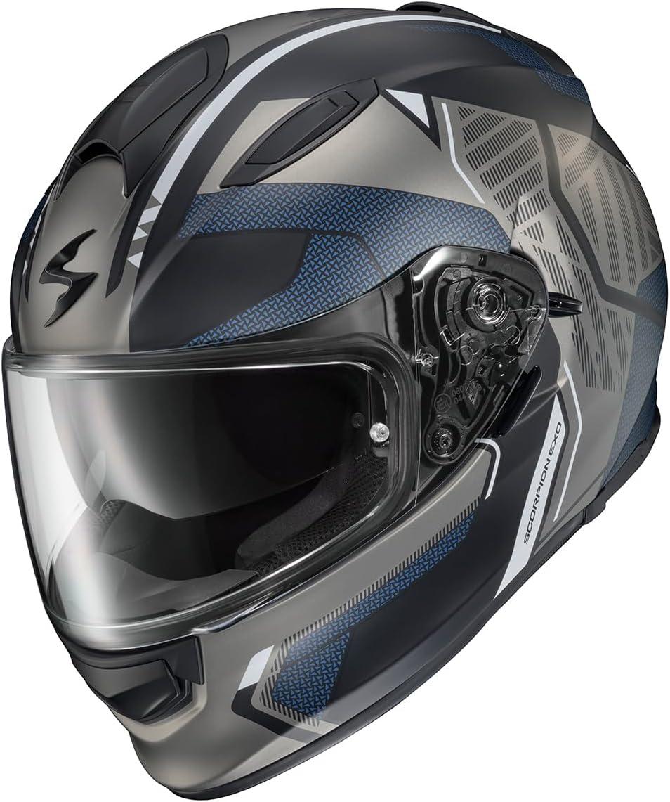 ScorpionEXO Ryzer Full Face Motorcycle Helmet with Pinlock Ready Shield with Integrated Speaker Pockets DOT ECE Approved Edge (Dark Grey – Small)(Switch Phantom)