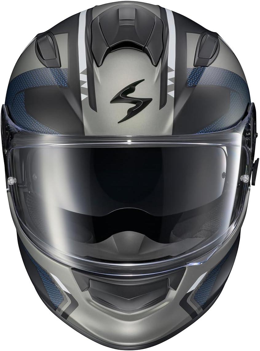 ScorpionEXO Ryzer Full Face Motorcycle Helmet with Pinlock Ready Shield with Integrated Speaker Pockets DOT ECE Approved Edge (Dark Grey – Small)(Switch Phantom)