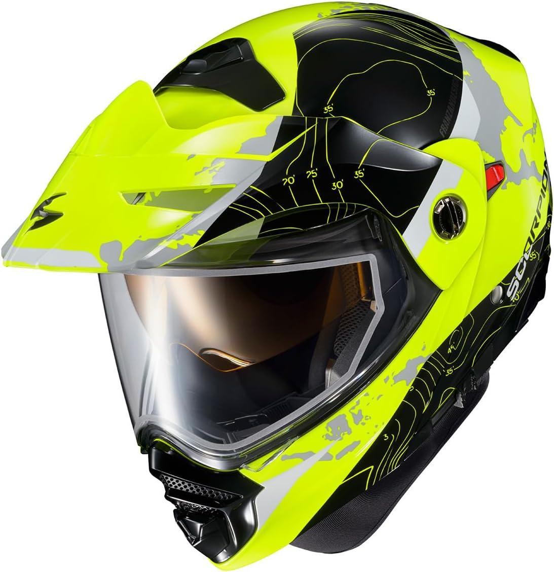 ScorpionEXO AT960 Cold Weather Adventure Snowmobile Modular Helmet Dual Pane Shield with Breath Box and Bluetooth Ready Speaker Pockets Hicks (Light Blue – Large)(Hi-vis)