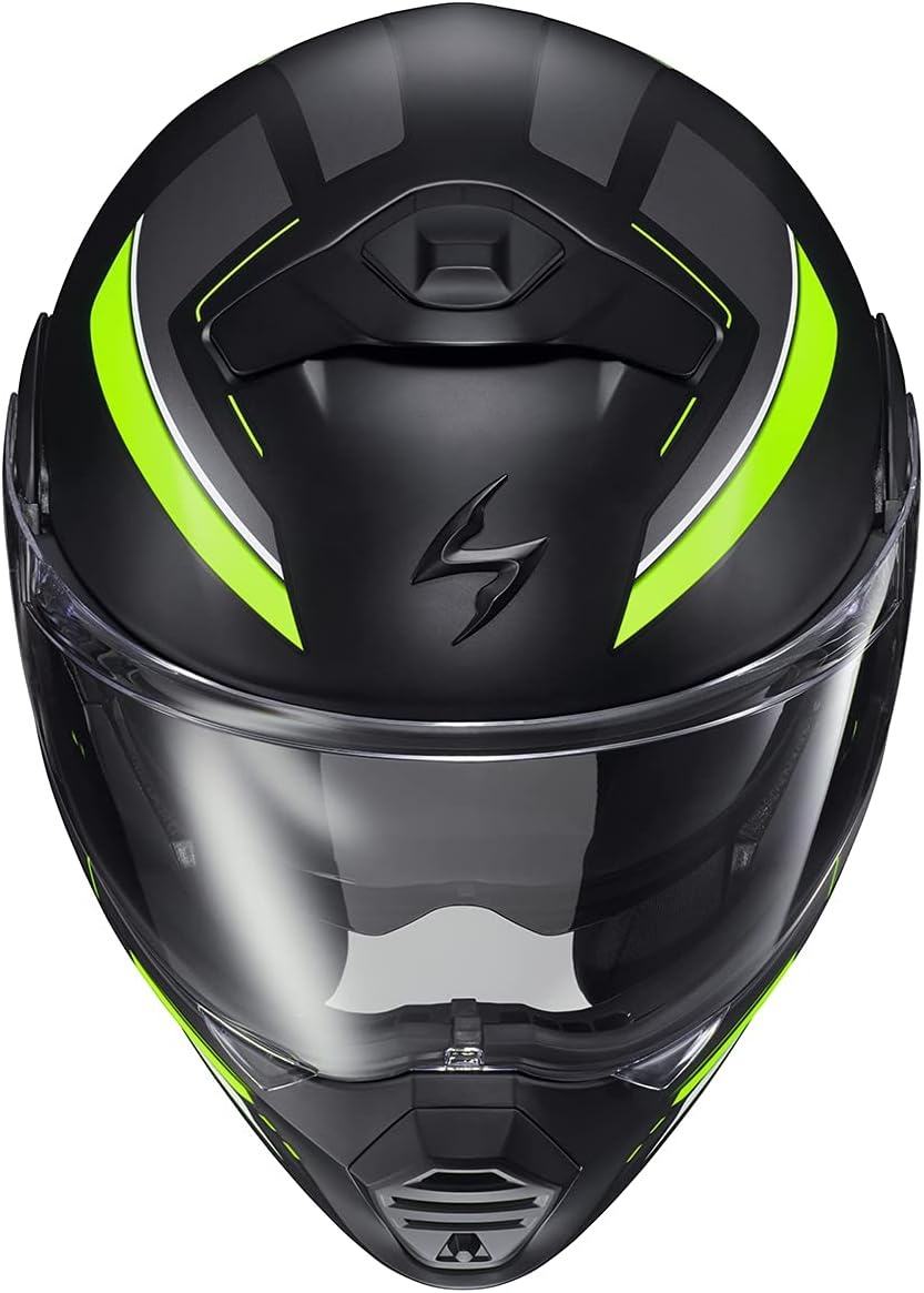 ScorpionEXO GT930 Open Full Face Transformer Adult Motorcycle Helmet Bluetooth Ready Speaker Pockets DOT ECE P/J Approved Solid (Gloss Black – Medium)(Hi-vis)