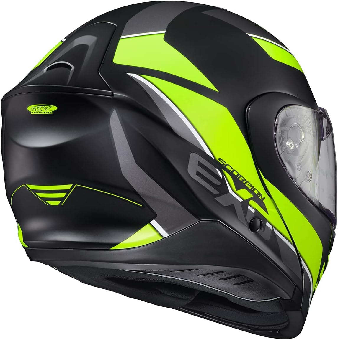 ScorpionEXO GT930 Open Full Face Transformer Adult Motorcycle Helmet Bluetooth Ready Speaker Pockets DOT ECE P/J Approved Solid (Gloss Black – Medium)(Hi-vis)