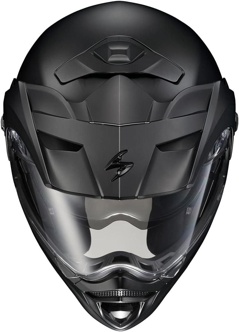 ScorpionEXO AT960 Modular Adventure Street Motorcycle Helmet with Bluetooth Ready Speaker Pockets DOT ECE Approved Monk (Black/Red – Small)(Solid Matte Black)