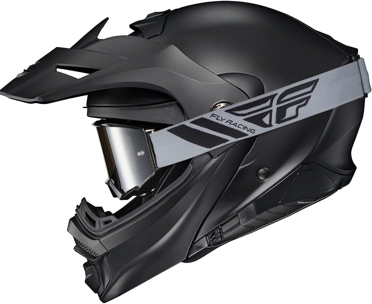 ScorpionEXO AT960 Modular Adventure Street Motorcycle Helmet with Bluetooth Ready Speaker Pockets DOT ECE Approved Monk (Black/Red – Small)(Solid Matte Black)