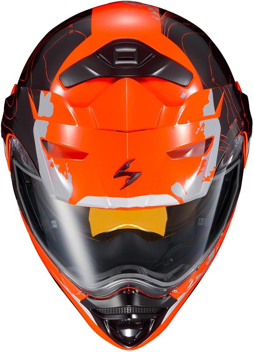 ScorpionEXO AT960 Cold Weather Adventure Snowmobile Modular Helmet Dual Pane Shield with Breath Box and Bluetooth Ready Speaker Pockets Hicks (Light Blue – Large)(Hi-viz Orange)
