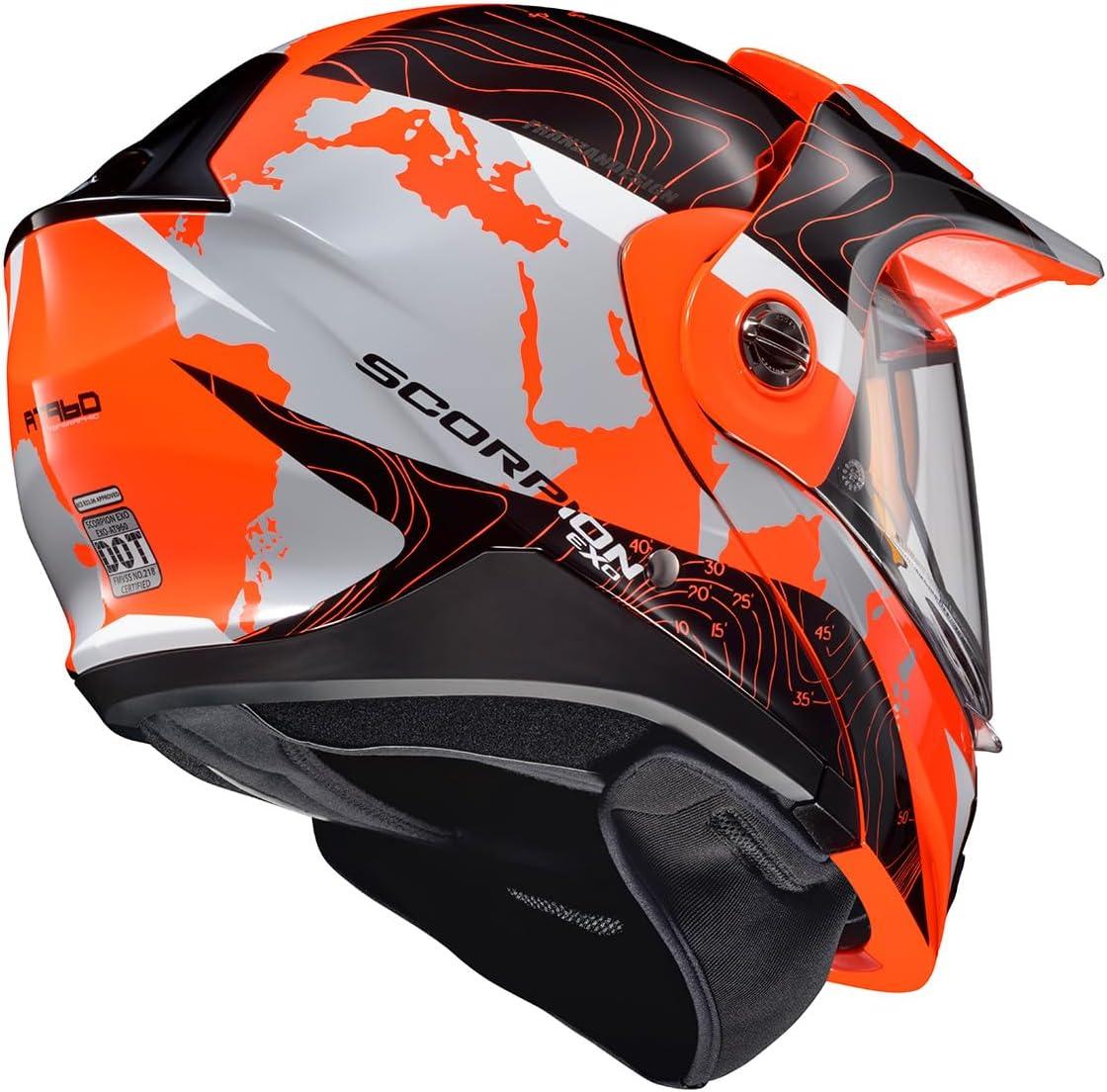 ScorpionEXO AT960 Cold Weather Adventure Snowmobile Modular Helmet Dual Pane Shield with Breath Box and Bluetooth Ready Speaker Pockets Hicks (Light Blue – Large)(Hi-viz Orange)