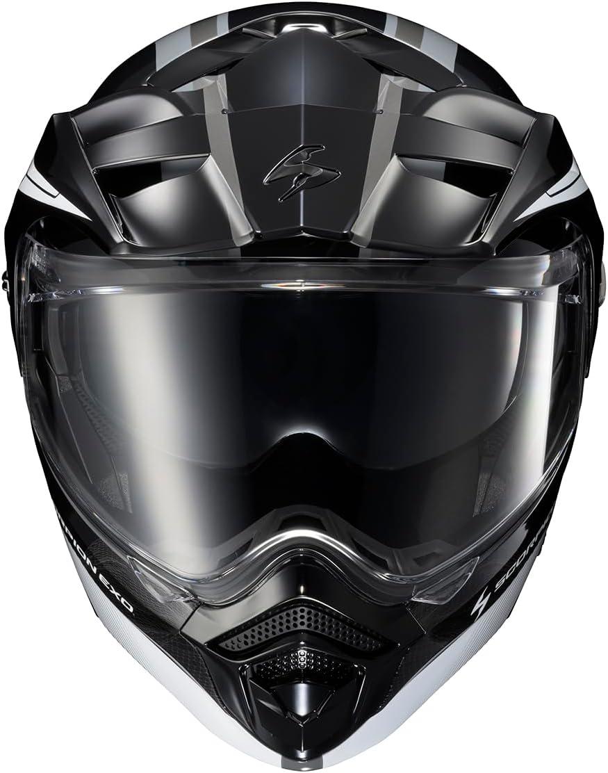 ScorpionEXO AT960 Modular Adventure Street Motorcycle Helmet with Bluetooth Ready Speaker Pockets DOT ECE Approved Monk (Black/Red – Small)(Topographic 2 Black/White/Grey)