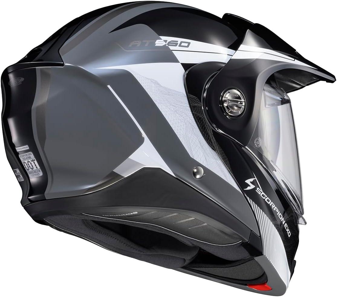 ScorpionEXO AT960 Modular Adventure Street Motorcycle Helmet with Bluetooth Ready Speaker Pockets DOT ECE Approved Monk (Black/Red – Small)(Topographic 2 Black/White/Grey)