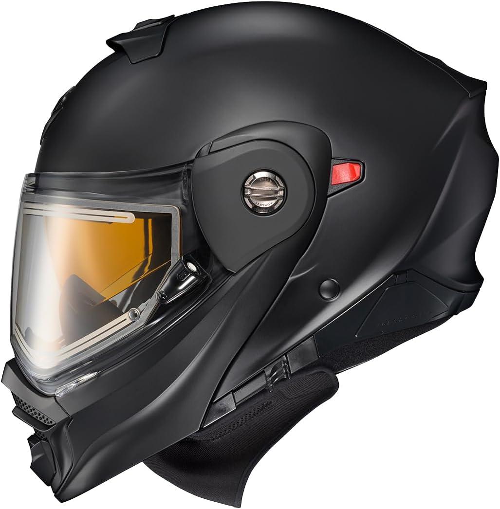 ScorpionEXO AT960 Cold Weather Adventure Snowmobile Modular Helmet Electric Shield with Breath Box and Bluetooth Ready Speaker Pockets Topographic (Hi-Viz Orange – Large)(Matte Black)