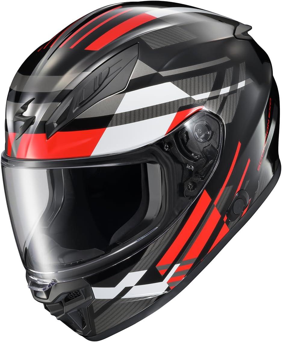 ScorpionEXO R430 Full Face Street Motorcycle Helmet with Bluetooth Ready Speaker Pocketss DOT/SNELL Approved Paradox (Phantom – Small)(Paradox Red)