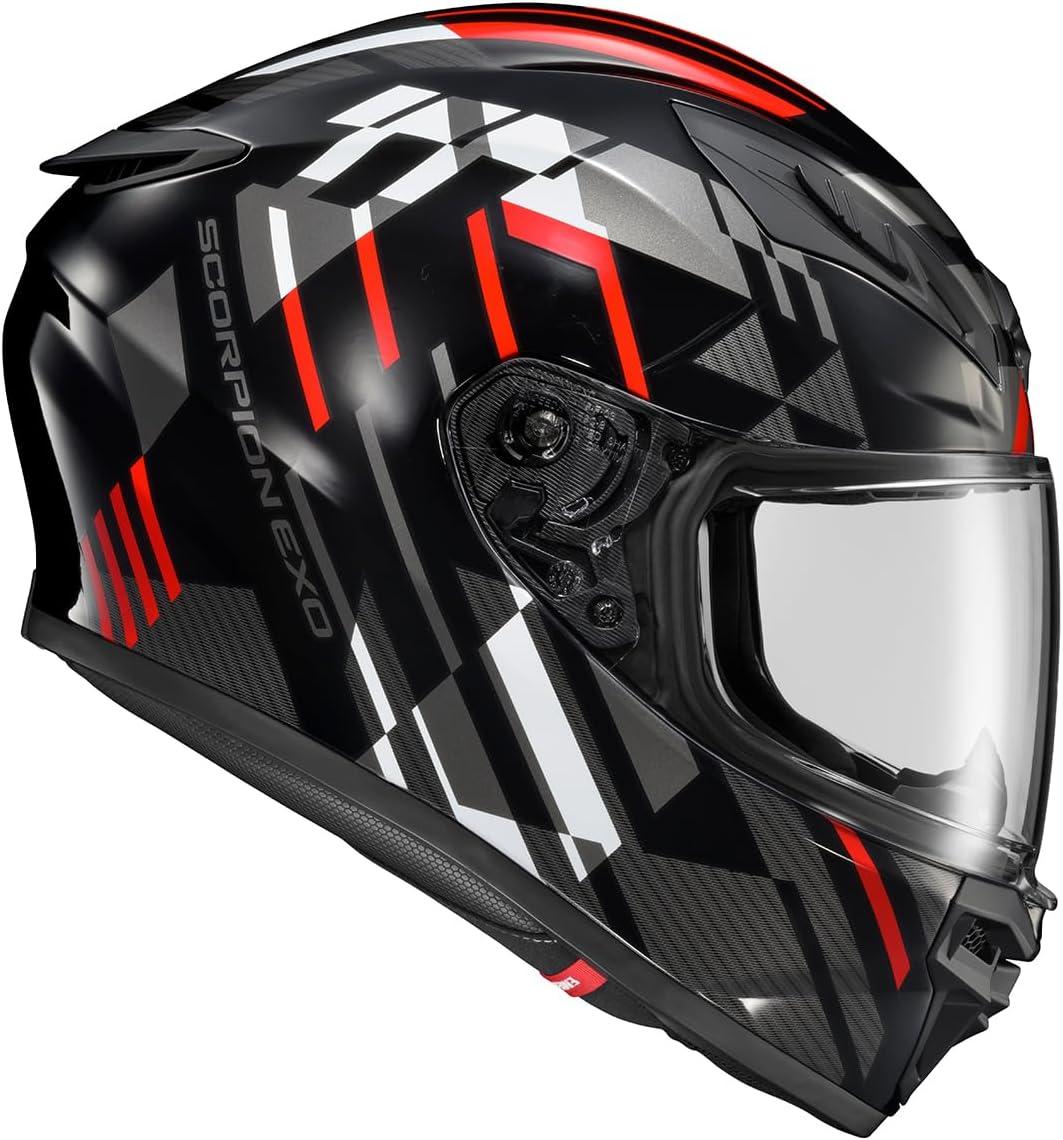 ScorpionEXO R430 Full Face Street Motorcycle Helmet with Bluetooth Ready Speaker Pocketss DOT/SNELL Approved Paradox (Phantom – Small)(Paradox Red)