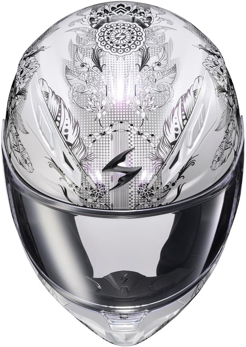 ScorpionEXO R430 Full Face Street Motorcycle Helmet with Bluetooth Ready Speaker Pocketss DOT/SNELL Approved Paradox (Phantom – Small)(Manitou White)