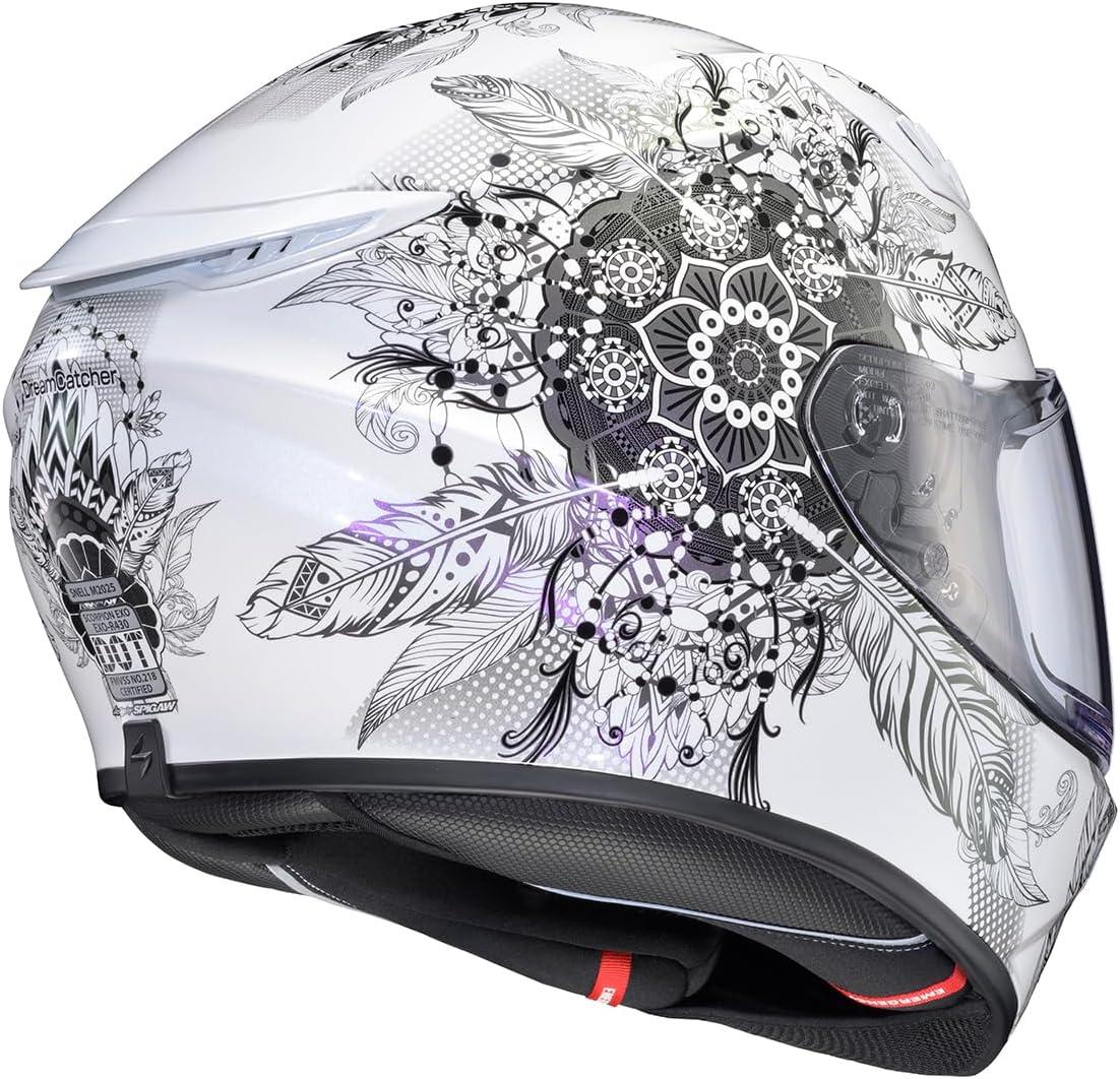 ScorpionEXO R430 Full Face Street Motorcycle Helmet with Bluetooth Ready Speaker Pocketss DOT/SNELL Approved Paradox (Phantom – Small)(Manitou White)