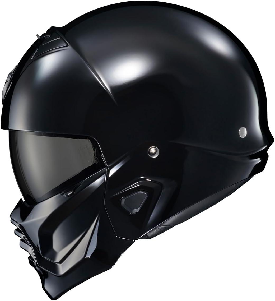 ScorpionEXO Covert 2 Open Face 3/4 Full Mode Motorcycle Helmet Bluetooth Ready Speaker Pockets Interchangeable Mouth Cover DOT Approved Solid (Cement Grey – X-Large)(Gloss Black)