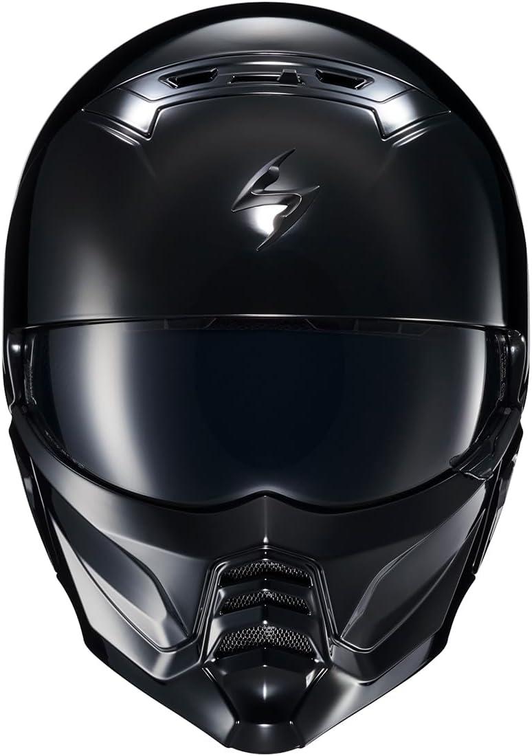 ScorpionEXO Covert 2 Open Face 3/4 Full Mode Motorcycle Helmet Bluetooth Ready Speaker Pockets Interchangeable Mouth Cover DOT Approved Solid (Cement Grey – X-Large)(Gloss Black)