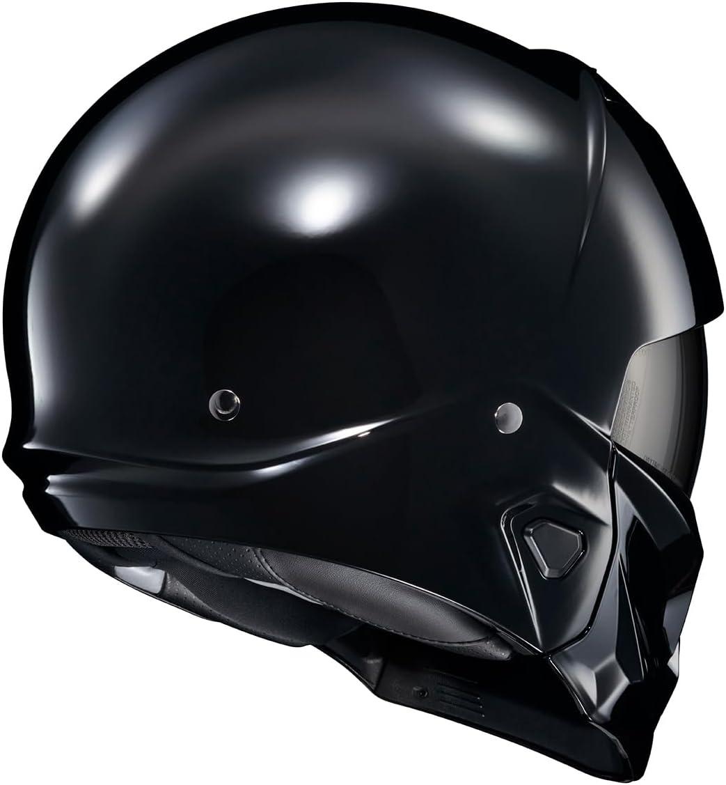 ScorpionEXO Covert 2 Open Face 3/4 Full Mode Motorcycle Helmet Bluetooth Ready Speaker Pockets Interchangeable Mouth Cover DOT Approved Solid (Cement Grey – X-Large)(Gloss Black)