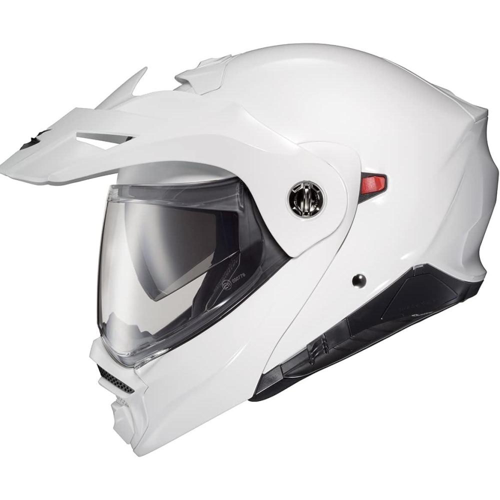 ScorpionEXO AT960 Modular Adventure Street Motorcycle Helmet with Bluetooth Ready Speaker Pockets DOT ECE Approved Monk (Black/Red – Small)(Solid Gloss White)