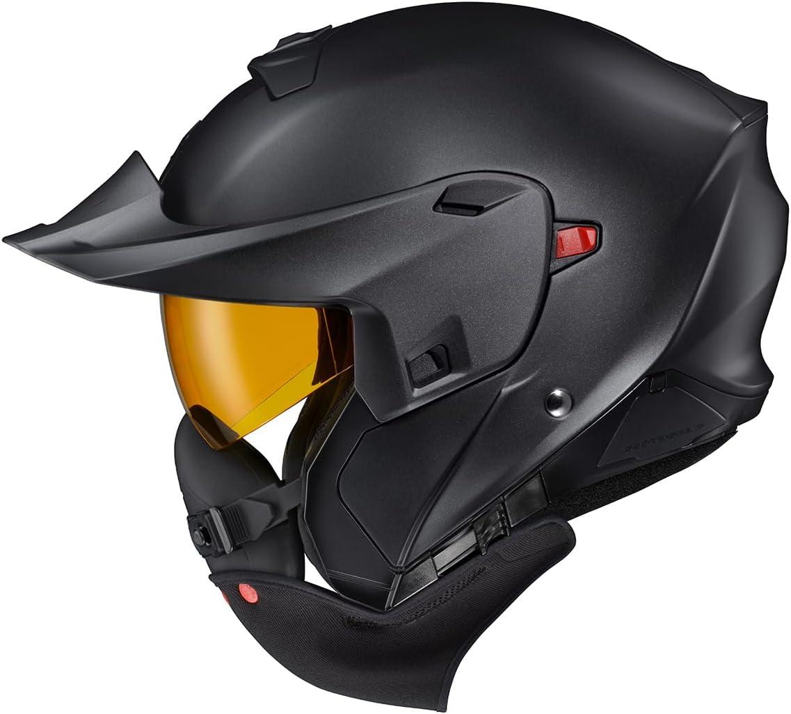 ScorpionEXO GT930 Cold Weather Adventure Snowmobile Modular Helmet Dual Pane Shield with Breath Box and Bluetooth Ready Speaker Pockets Modulus (Black/Blue – Small)(Matte Black)