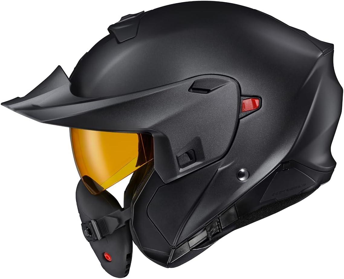 ScorpionEXO GT930 Cold Weather Adventure Snowmobile Modular Helmet Dual Pane Shield with Breath Box and Bluetooth Ready Speaker Pockets Modulus (Black/Blue – Small)(Matte Black)