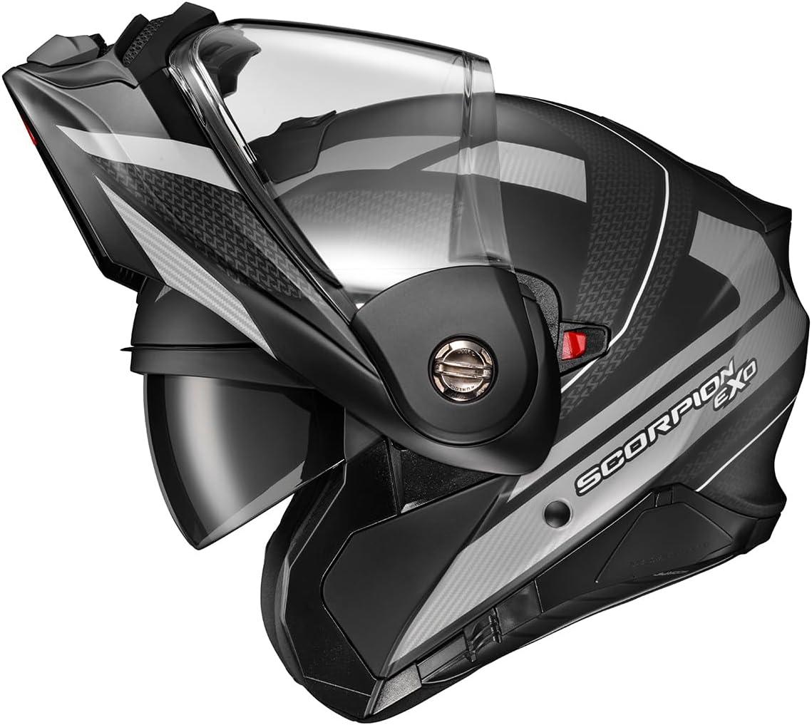 ScorpionEXO AT960 Modular Adventure Street Motorcycle Helmet with Bluetooth Ready Speaker Pockets DOT ECE Approved Monk (Black/Red – Small)(Hicks Phantom)