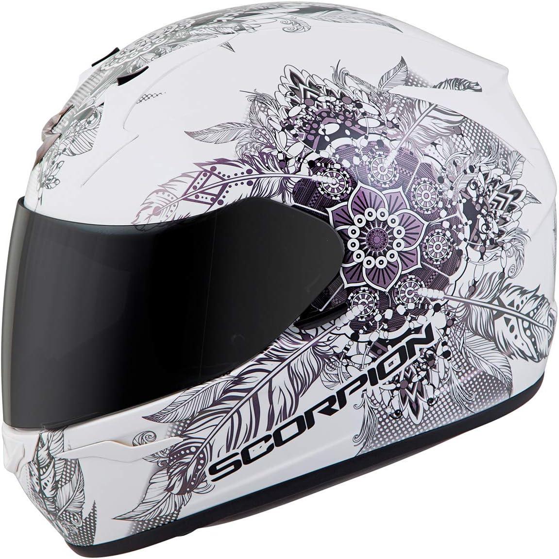 ScorpionEXO R320 Full Face Polycarbonate Shell Motorcycle Helmet with Pinlock Ready Shield and Bluetooth Ready Speaker Pockets DOT Approved Adult(White Chameleon)