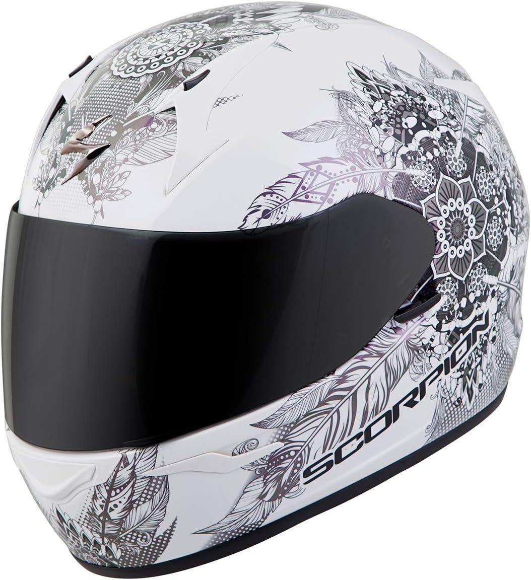 ScorpionEXO R320 Full Face Polycarbonate Shell Motorcycle Helmet with Pinlock Ready Shield and Bluetooth Ready Speaker Pockets DOT Approved Adult(White Chameleon)