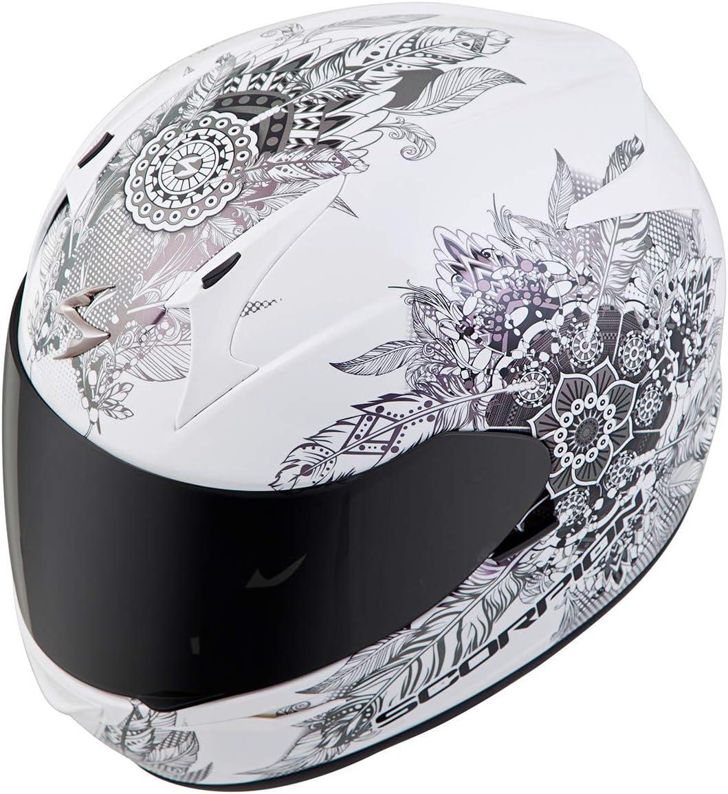 ScorpionEXO R320 Full Face Polycarbonate Shell Motorcycle Helmet with Pinlock Ready Shield and Bluetooth Ready Speaker Pockets DOT Approved Adult(White Chameleon)