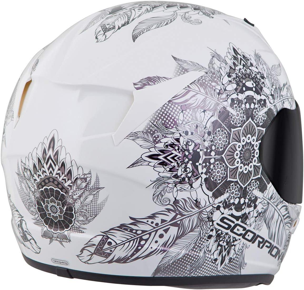 ScorpionEXO R320 Full Face Polycarbonate Shell Motorcycle Helmet with Pinlock Ready Shield and Bluetooth Ready Speaker Pockets DOT Approved Adult(White Chameleon)
