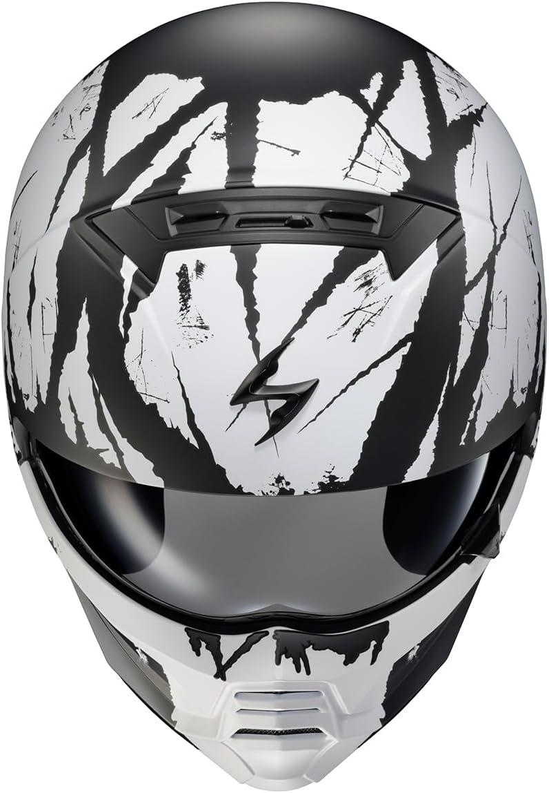 ScorpionEXO Covert 2 Open Face 3/4 Full Mode Motorcycle Helmet Bluetooth Ready Speaker Pockets Interchangeable Mouth Cover DOT Approved Solid (Cement Grey – X-Large)(Matte Black/White)