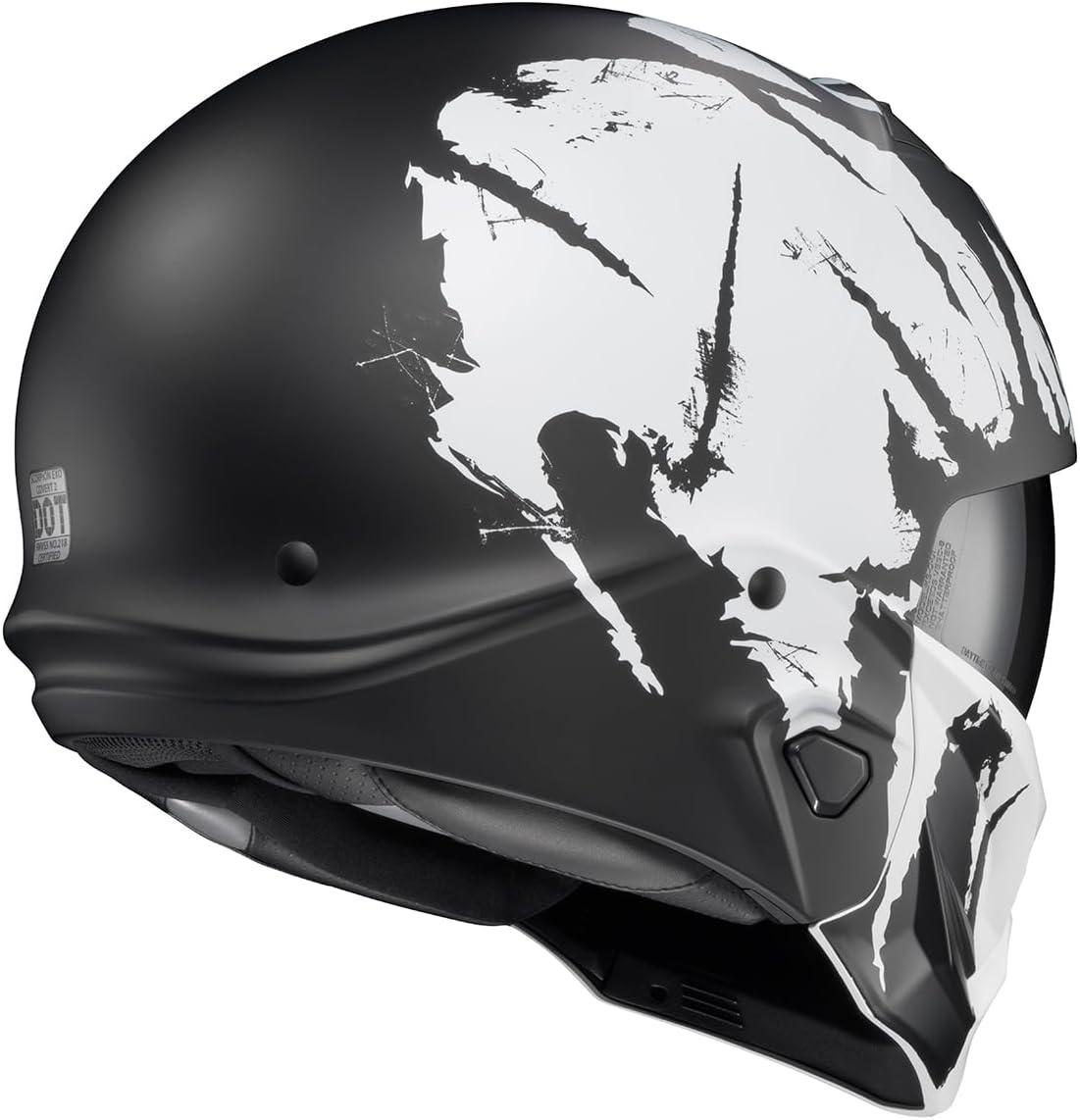 ScorpionEXO Covert 2 Open Face 3/4 Full Mode Motorcycle Helmet Bluetooth Ready Speaker Pockets Interchangeable Mouth Cover DOT Approved Solid (Cement Grey – X-Large)(Matte Black/White)